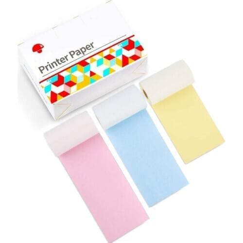 Phomemo Colorful Thermal Paper for Phomemo-M02/M02S Pocket Printer, Black Character on Yellow/Blue/Pink, Non-adhesive, 53mm*6.5m