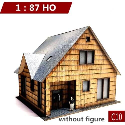 1:87 HO Scale Model Assembly Wooden Villa Construction Model Sand Table Scene Decorations C10 Building Model Gifts