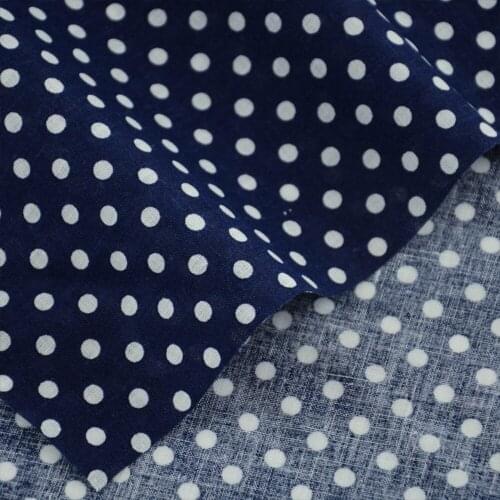 Blue Cotton Fabric Patchwor White Dots Design Fabrics Clothing Doll Home Textile Scrapbooking Decoration Cloth Sewing Curtain