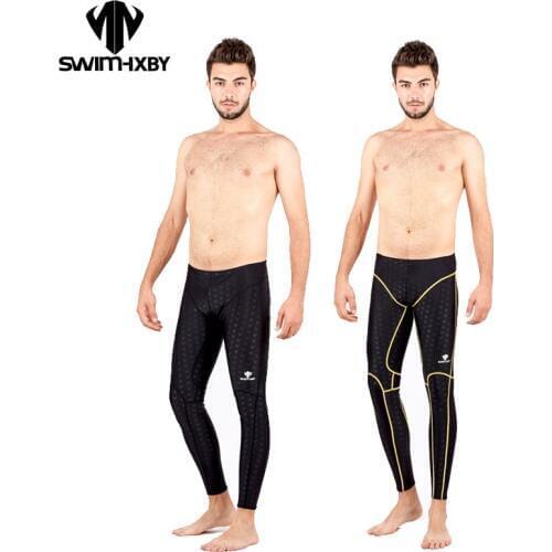 HXBY Brand men swimming long pants Sharkskin Sports Racing Competition Bodybuilding Shark Skin Swim Wear Boxer Suit