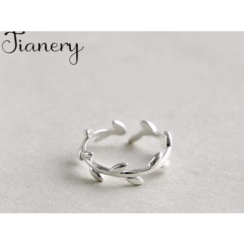 JIANERY New Design Vintage Silver Color Leaf Rings For Women Boho Antique Rings Party Bohemian Jewelry