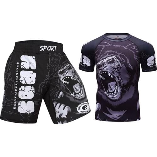 Cody compress Mens Custom MMA Shorts Uniform Quantity Set MMA Logo Sportswear rashguard + shorts mens design