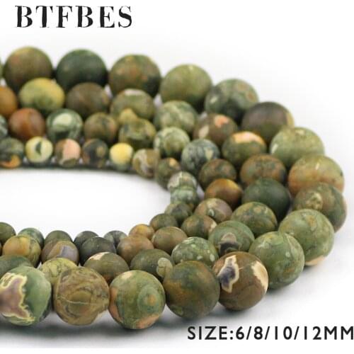 BTFBES Matte Natural Sea Ocean Stone Ore beads 6 8 10 12mm Round Loose Bead For Jewelry Bracelet Accessories Making DIY Necklace