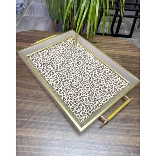 Leopard Serving Tray Decorative Resistant Breakfast Tea Food Tray поднос الشاي الصواني plateau de service чайная церемония servi