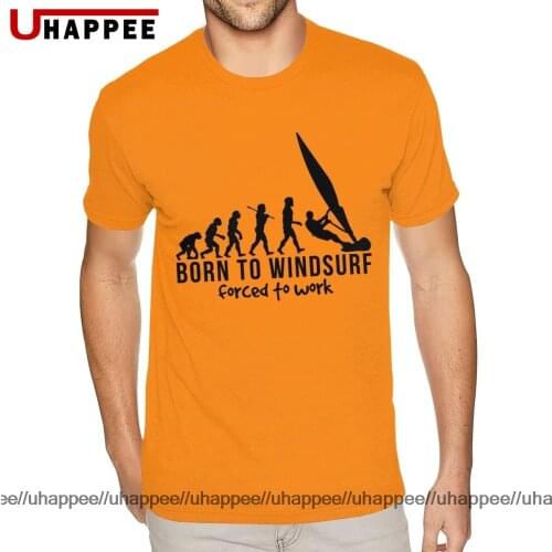 Birthday Born To Windsurf Evolution Tees for Men Custom Printing Short Sleeve Heavy Cotton Round Neck T-Shirt
