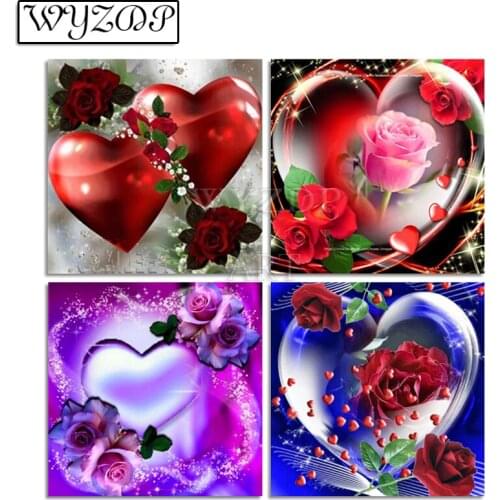 5D Diamond painting Flower Heart Pictures Full Square/Round Diamond Embroidery Cross stitch Gift Kits Home decor WYZ20210801