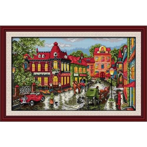 Scenery painting cross stitch kits for a corner of the city DIY embroidery needlework set 11CT 14CT counted canvas printing kit