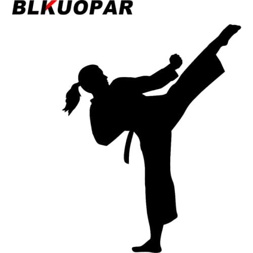 BLKUOPAR Karate Girl Woman Silhouette Car Stickers Die Cut Vinyl Decal Waterproof Occlusion Scratch Car Door Protector Decals