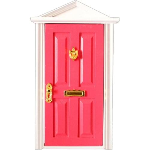 New Arrivals 1:12 Dolls House Miniature Wooden Steepletop Door with Hardware Furniture Toys Dollhouse Decoration Doll Accessory
