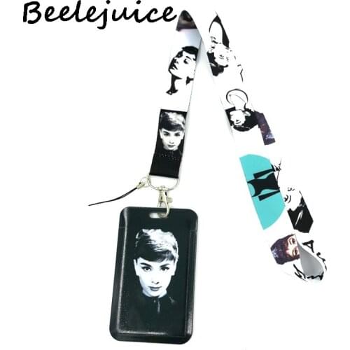 Audrey Hepburn Credit Card ID Holder Bag Student Women Travel Bank Bus Business Card Cover Badge Accessories Gifts Lanyard Strap