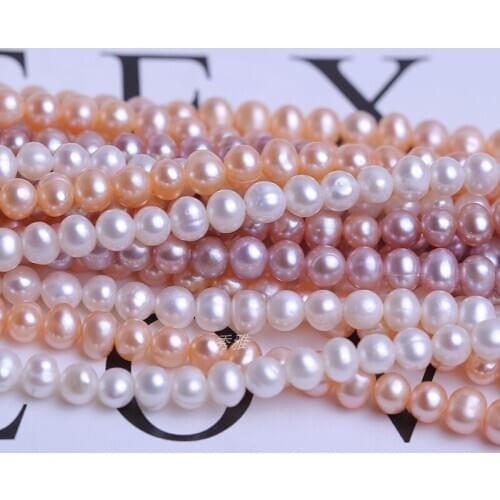 Wholesale 5-6mm Size Natural Freshwater Potato Shape Real Loose Pearl Necklace Strand String, 10pcs/lot