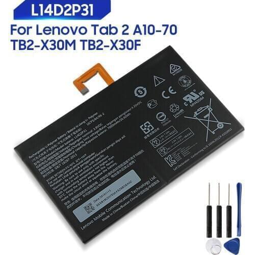 Original Replacement Battery For Lenovo Tab 2 A10-70 LC/A10-70F TB2-X30M TB2-X30F L14D2P31 Genuine Tablet Battery 7000mAh