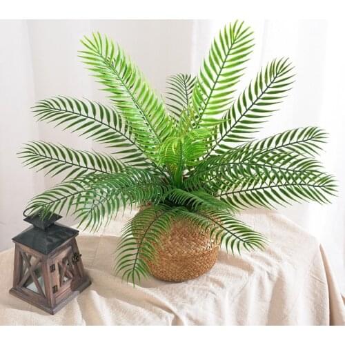 Palm Artificial Green Plants Plastic Leaves Fake Big Ferns Greenery Home Plant Wall Accessories Decor Photography Pendulum Props