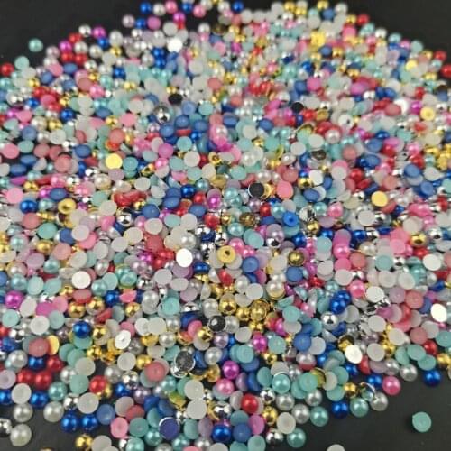 Mix Sizes Rainbow Half Round Imitation Pearl Beads 2-7mm Acrylic Flatback Loose Beads for Jewelry Making Diy Crafts Decoration
