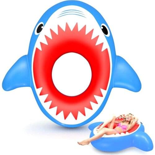 Shark Shaped Gloat Kids Inflatable Circle Baby Toddler Safe Swimming Swim Seat Float Pool Fish Ring Child Air Mattresse Water