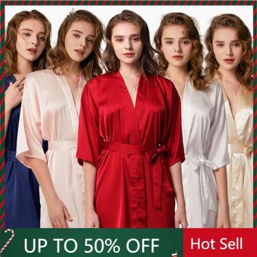 Silk Nightgown Female Bride 2021 New Pajamas for Women Product Thin Red Bridesmaid Dressing Gown Pajamas Silk Sleepwear Set