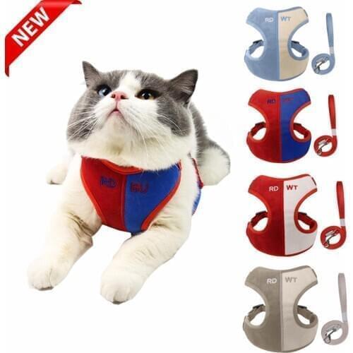 Cat Vest Harness and Leash Set Escape Proof Adjustable Mesh Cat Walking Chest Harness for Kitten Leash for Cats Dogs Arnes Gato