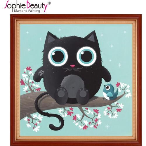 Sophie Beauty Diy Round Square Diamond Painting Cross Stitch Handcraft Diamond Mosaic Beaded Embroidery Black Cutu Owl Home Arts