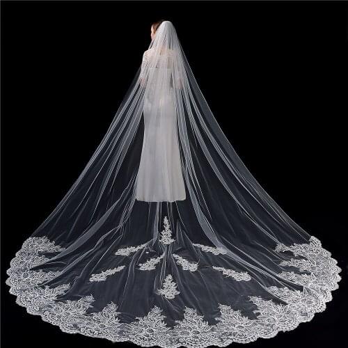 Wedding Veil 2020 New Gryffon Bridal Veils With Comb Luxury Lace Edge One-layer Cathedral Veil Wedding Accessories