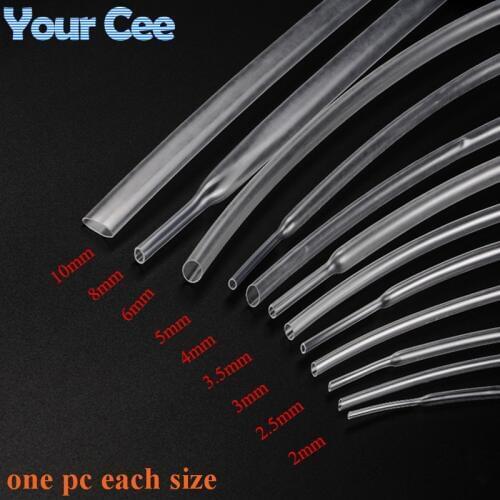 2:1 Heat Shrink Tube Shrinkable Sleeve Heatshrink Tubing Insulation Wire Cable 600V Clear Color 9pc Each Size 2 to 10MM