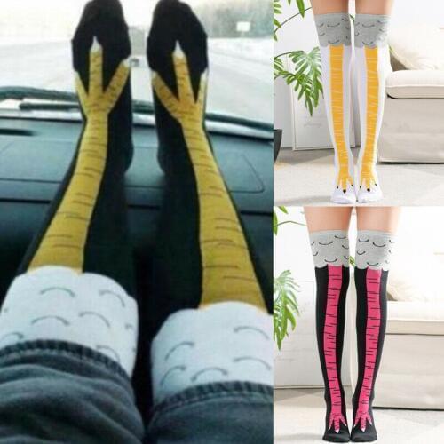 Funny 3D Chicken Thigh High Socks Creative Cartoon Animals Thigh Stockings Women