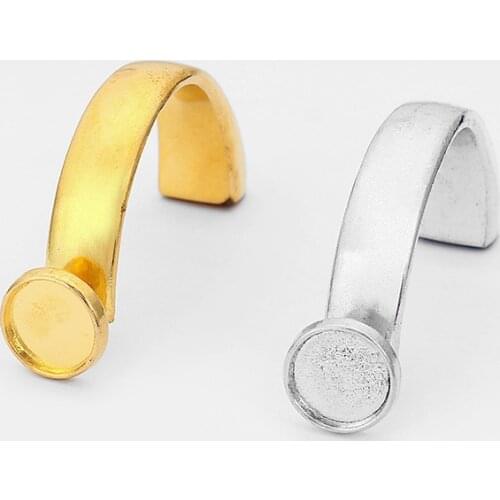 3pcs Half Cuff Hook Clasp 12mm Blank Tray Clasp For 5mm Round Leather Cord Bracelet Jewelry Making Findings