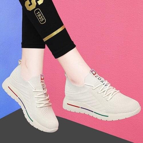 Mesh Womens Shoes 2021 Summer New Casual Student Trend Single Shoes Womens Comfortable and Breathable Flat Sneakers Women