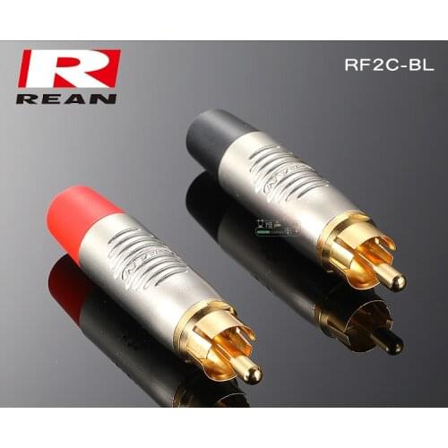 1Pcs NEUTRIKs REAN gold-plated RCA fever audio and video plug RF2C-AU-0-BL tail black and red HIFI accessories