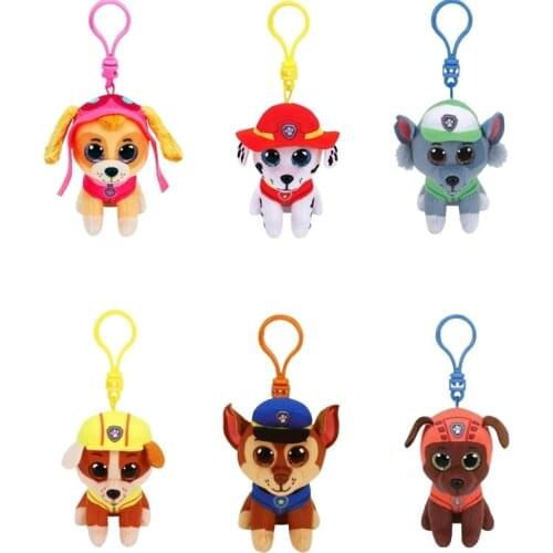10CM Ty Beanie Big Eyes Keychain Rocky Everest Marshall Zuma Chase Skye Rubble Animal Dog Doll Collection Soft Plush Child Gift