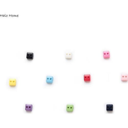 100pcs 6mm Multicolor Single Color Optional 2 hole Square Resin mini buttons Sewing Scrapbooking Decor Card Making DIY