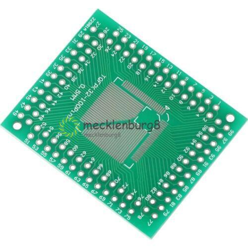 2Pcs QFP TQFP LQFP FQFP 32 44 64 80 100 LQF SMD Turn to DIP Adapter PCB Board Converter Plate 0.5/0.8 mm