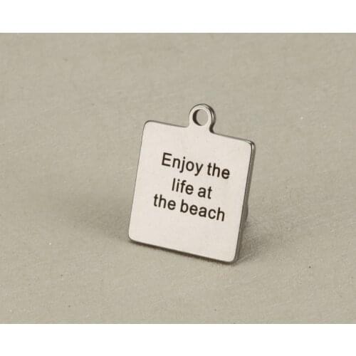 20mm Stainless Steel Words Charm Beach Charm "Enjoy the life at the beach " 5pcs/lot