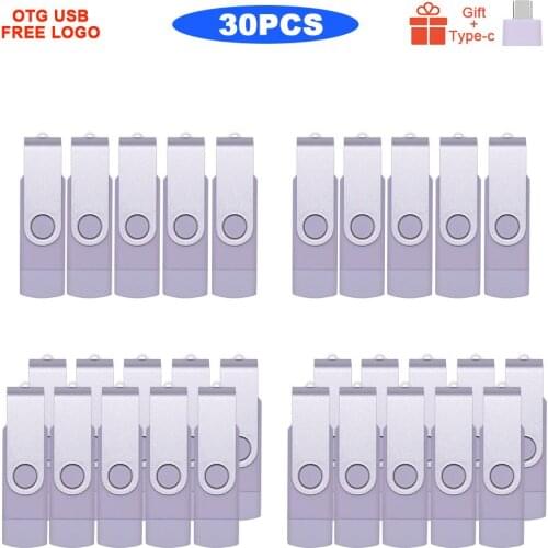 30pcs/lot usb interface 2.0 OTG flash drive 8GB 16GB 32GB Memory stick 64G 128G Pendrives Usb stick Free Custom logo For wedding