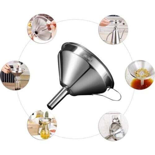 304 Stainless Steel Funnels Small Mouth Detachable Filter Wide Mouth Funnel Canning Kitchen Bar Wine Flask Tools