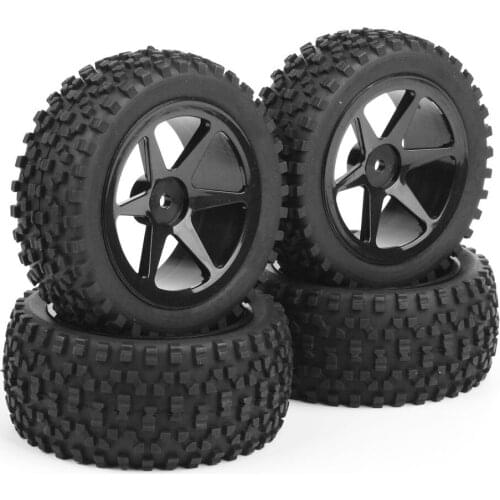 4PCS Rim 6mm offest Off-Road Rubber Front Rear Tires Rims Set 25036+27011 For RC 1:10 Buggy Car Racing Accessory