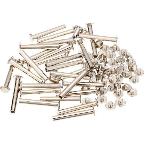 50pcs M5x35mm Iron-nickel-plated screw books Fingertight Picture books screw rivets albums butt recipes leaflet nail M5Hardware
