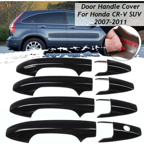 8PCS Car Door Handle Frame Sticker For Honda for CR-V CRV SUV 2007 2008 2009 2010 2011 Car Styling Chrome Carbon Cover Catch Cap