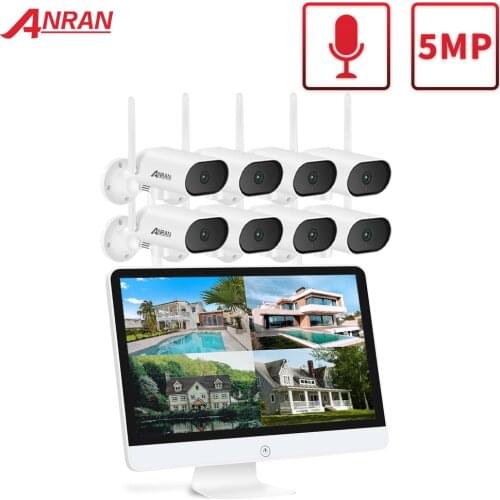 ANRAN 5MP Pan Tilt Audio Camera Set 15-Inch Wireless CCTV Monitor NVR Kit Wifi Outdoor Security Surveillance Camera System
