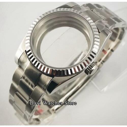 36mm 40mm NH35 NH36 Polished Watch Case Oyster Strap Glass Back Sapphire Fit ETA 2836 Miyota 8215 821A DG 2813 3804 Movement