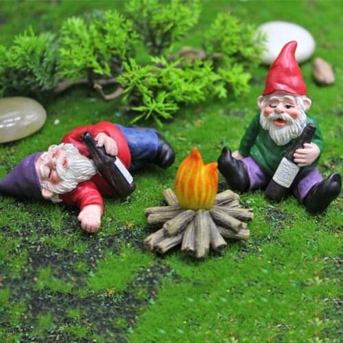 Fairy Garden Tiny Gnomes Statue Garden Courtyard Ornaments Fairy Resin Micro Landscape Outdoor Miniature Resin Figurine Ornament