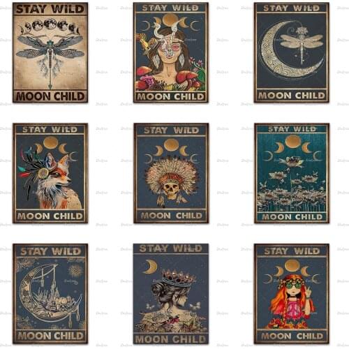 Stay Wild Moon Child, Unique Posters, Vintage Canvas, Bedroom Art, Spiritual Art, Wall Art Decor, Wall Art Prints,Hippie Girl