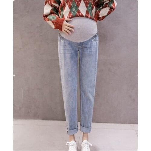 Maternity Denim Trousers Pregnancy Jeans For Pregnant Women Jeans High Waist Pregnancy Clothes Pants Maternity Clothes E0115