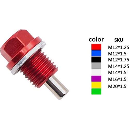 Magnetic Oil Drain Plug Aluminum Alloy Sump Nut,M12X1.25,M12X1.5,M12X1.75,M14X1.25,M14X1.5,M16X1.5,M20X1.5 Multi-Color Option