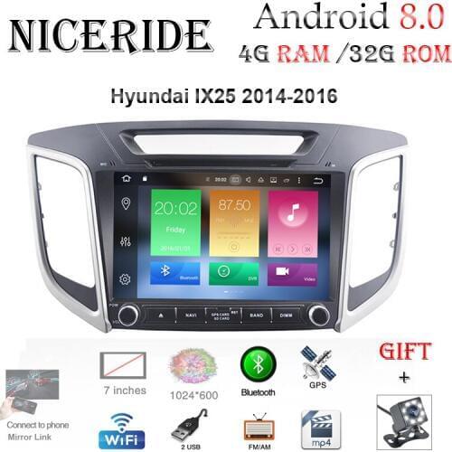 2 din Android 8.0 4GB+32GB Touch Screen Car DVD GPS Navigation raido video audio For HYUNDAI IX25 creta 2014 2015 2016 headunit