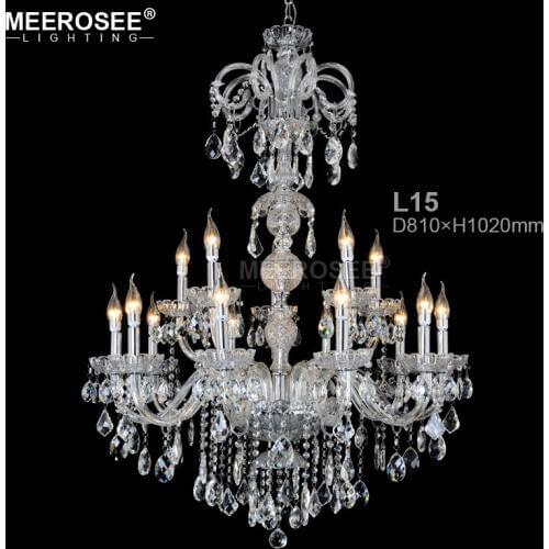 Good Quality Crystal Chandelier Lamp Glass Clear Crystal Hanging Lamparas 15 arms Drop Lustre for Living room Hotel Project