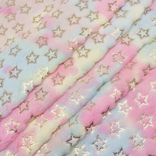Imitation rabbit Fur Fabric Plush tie dyed five pointed star gilded fabric shoes toy home textile fabric 100x160cm