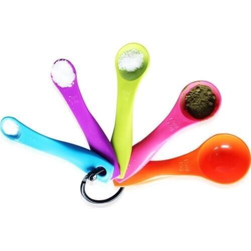 Kitchen Dining Bar Accessories Color Pp Plastic Scale Baking Condiments Cake Powder Measuring Tool Spoon 5pc/lot