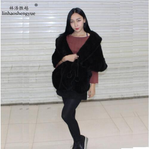 Linhaoshengyue 2017 100% Natural Fur Mink Fur Lady Shawl