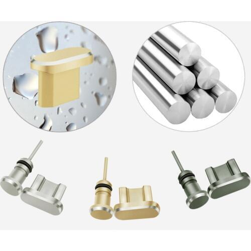 Metal Charging Port Anti Dust Plug + Earphone Port Dust Plug Replacement for Android Mobile Phone 3.5mm Headset Stopper
