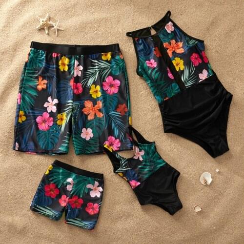 PatPat Fashionable Floral Printed Matching Swimsuit